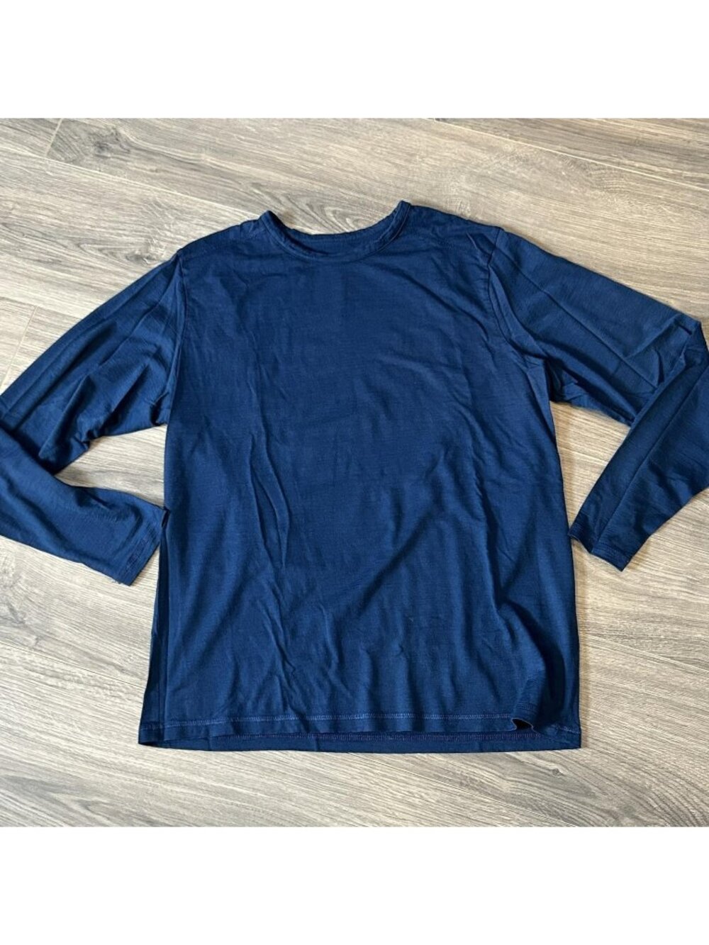 Karbon Shirt Mens L Blue Merino Wool Long Sleeve Performance Base Layer Top